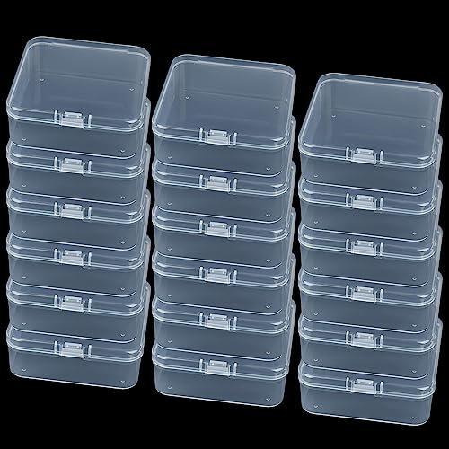 LJY 18 Pieces Square Mini Clear Plastic Storage Containers Box Case with Lids for Small Items and Other Craft Projects (95 x 95 x 35 mm, Transparent)