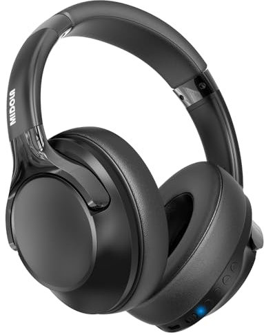 MIDOLA Bluetooth Headphones Over Ear 68H Playtime 6 EQ Wireless Headset with Microphone HiFi Stereo Foldable Lightweight Deep Bass for Travel Home Office Cellphone Black