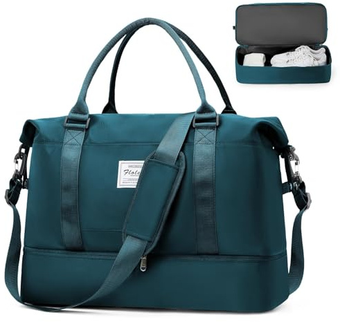 HYC00 Cabin Bag 45x36x20 for Easyjet Airlines Underseat Ryanair Cabin Bags 40x20x25 Travel Duffel Bags Carry on Hand Luggage Weekend Bag for Women and Men Hospital Overnight Holdall,Peacock Blue