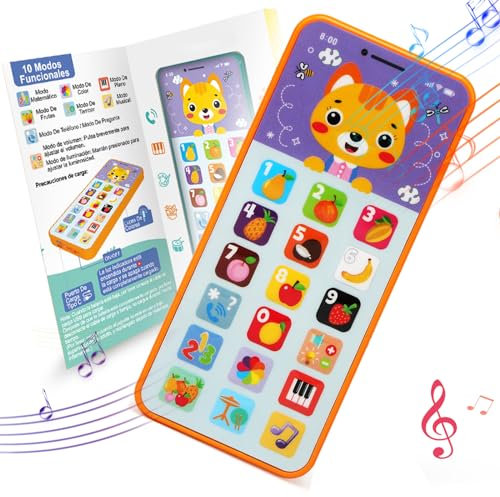 Goorder Téléphone Enfant Espagnol Jouet Bebe 6-12 Mois Smartphone bébé Jouets Musical d'apprentissage Précoce Jeux Educatif Cadeau Fille Garçon pour 1 2 3 Enfant