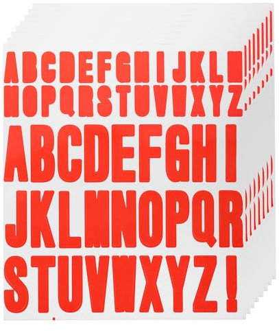 QUARKZMAN 440pcs 8 Hojas Pegatinas de Letras de Vinilo Impermeables Adhesivas para Interiores/Exteriores Calcomanía de Letras para Buzón Manualidades Puerta Coche Rojo