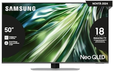 Samsung TV QE50QN90DATXZT Neo QLED 4K Mini LED, Smart TV 50 Processore NQ4 AI Gen2, Neo Slim, DVBT-2, Q-Symphony & Dolby Atmos, Integrato con Alexa, Titan Black 2024