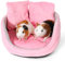 ONEJU Meerschweinchen Bett, Meerschweinchen Sofa, abnehmbares Kissen, Runde Kuschelhöhle, Rosa und Ggrau, ideales Zubehoer für kleine Haustiere