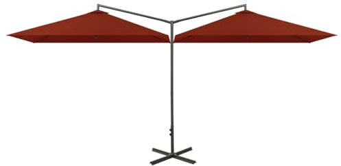 Chaduof Doppel-Sonnenschirm, Sonnenschutz Garten, Sonnenschirm Terrasse, Balkonsonnenschirme, Balkon Sonnenschutz, Balkon Sichtschutz Uv-schutz, mit Stahlmast Terracotta-Rot 600x300 cm