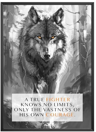 MJ-GRAPHICS® Poster Erfolg Wolf Bilder Büro, A4 Bild Wohnzimmer Deko Schlafzimmer Motivation Poster Wolf Affirmation Motivationsbilder Training Mood Wolf Poster Sport Ziele Bild - ohne Rahmen