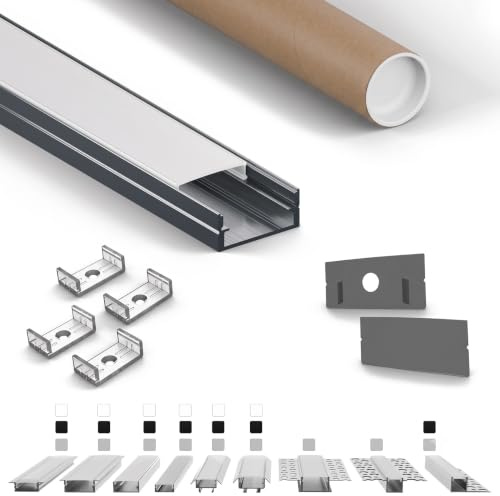 Tivendis AB LED Aluprofil 2 m Silber, milchige Abdeckung 2er-Set
