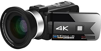 AUBEST Video Camera Camcorder Live Streaming Camcorder 4K Digital Video Cameras For Photography Full Ultra HD Vlog Recorder Night Vision Webcam(128G SD Card,Blu)