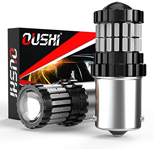 1156 P21W BA15S LED Billjuslampa, OUSHI Klar Röd 300% Ljusstyrka 2600LM, 7506 1141 LED Lampor Med Strålkastare för Backup Light Bakljus Bromsljus Blinkers (2 st)