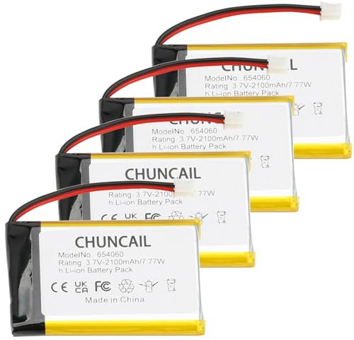 CHUNCAIL Batteria ai polimeri di litio 3.7V 2100mAh 654060 ricaricabile, con connettore JST, utilizzata per fai da te e vari piccoli elettrodomestici Si prega di confermare il dispositivo, le