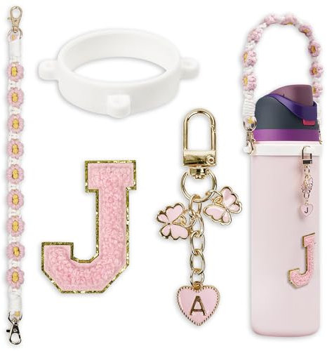 Cute Letter Charms Set Compatible with 24oz 32oz 40oz Owala Water Bottle, Owala Kids, Owala Coffee Tumbler, Owala FreeSip, Includes Handle Strap, for Owala Accessories and, mixture