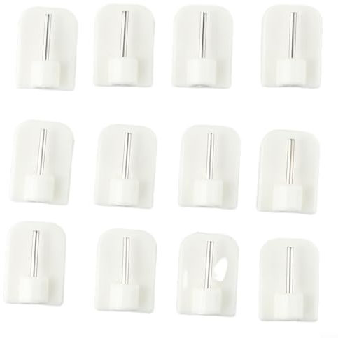 Comodi ganci bianchi per tende senza bisogno di foratura, materiale PVC, 4/8/12 pezzi disponibili (12 pezzi)