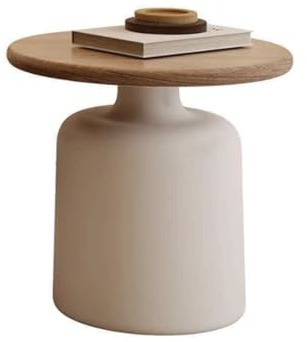 HGTYDV2 Mesa de Centro Redonda Estilo Crema, Mesa Auxiliar de Madera Natural con Patas de Metal, Mesa Auxiliar Moderna y Sencilla para apartamento, Sala de Estar, Dormitorio, balcón