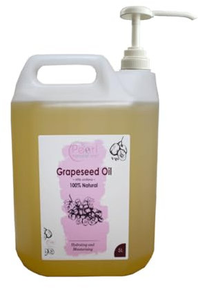 Grapeseed Oil Cosmetic Grade 5L with Pump Ideal for Massage, Skin & Hair Care