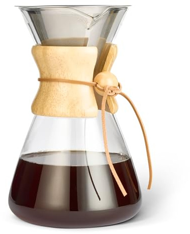 Amazon Basics Cafetière Filtre Manuelle, 86,4cl Verre Borosilicaté, Sans BPA, Filtre Réutilisable en Acier Inoxydable