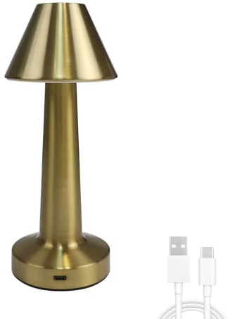EXTRASTAR Pilz Tischlampe, Dimmbare Touch LED-Lampe, Kabellos mit Schaltbar, 3 Farbtemperatur, USB-Aufladbare, für Wohnzimmer, Schlafzimmer und Esszimmer, Metallisch