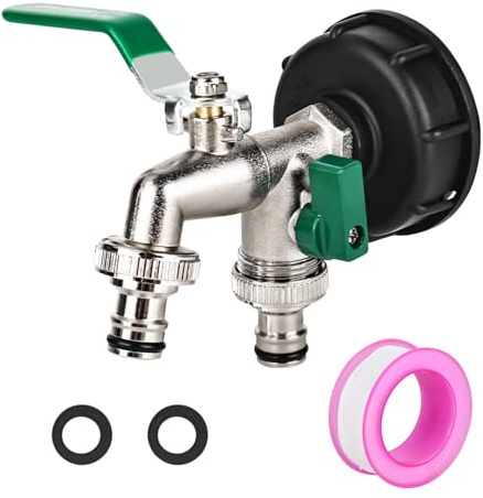 Accessoires de réservoir IBC - Robinet de sortie IBC - 1000 litres - En alliage - Pour réservoir d'eau, tonneau de pluie, robinet, réservoir d'eau de pluie