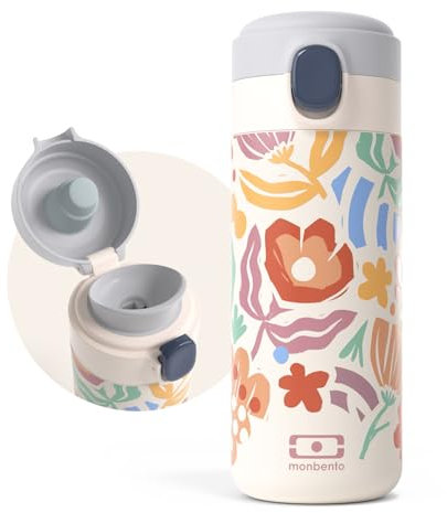 MONBENTO - Gourde Isotherme Enfant Pop graphic Papercut - Bouteille Isotherme pour Enfant 360 ml - Isotherme jusqu'à 12h Boissons Chaudes/Froides - Idéale pour École/Randonnées - Sans BPA - Fleurs