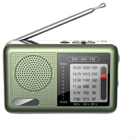 Puupaa Radio compacta, Radio portátil AM FM SW de Bolsillo, Receptor de Onda Corta y Antena telescópica para Personas Mayores Que corren y Hacen Ejercicio en Interiores y(Green)