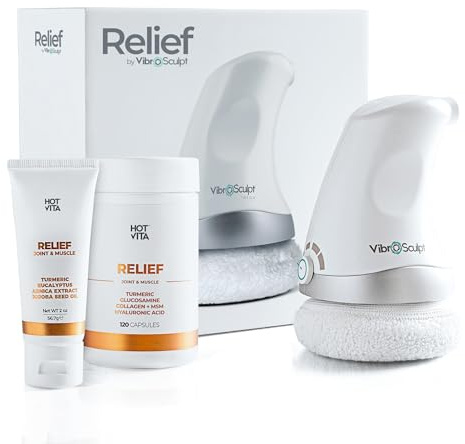 Vibro Sculpt Relief Bundle – Handheld Massager for Muscle & Joint Comfort with Relief Gel & Capsules, At-Home Massage Device for Full-Body Relaxation & Daily Wellness Support