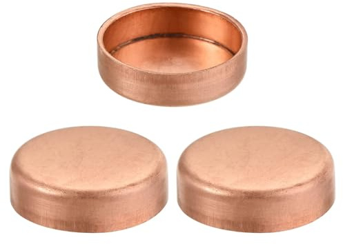 TA-VIGOR 22mm ID Copper Pipe End Cap, 3PCS Copper Fitting Cap Sweat Plug Solder Connection for Water Pipe Plumbing HVAC Air Conditioner