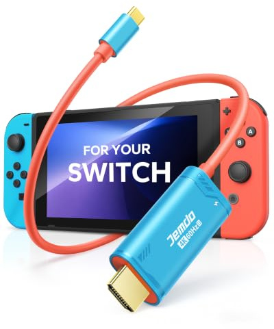 JEMDO Switch 2 Dock HDMI Adapter, 4K 60Hz 18Gbps USB-C 3.2 auf HDMI 2.0 Kabel 2m, 100W PD, Tragbarer Reise-TV Dock/Adapter kompatibel mit Nintendo Switch 2 (below V21.0.0)/OLED/2017, Blau