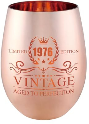 xilaxila 50th Birthday Gifts for Women - Vintage 1976 Wine Glass - 50th Birthday Decorations for Her - Funny Bday Present Ideas (1976)