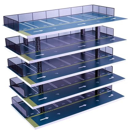 wisoolkic Vetrina per modelli di parcheggi multistrato da 19 livelli che consente agli appassionati di esporre la collezione auto in Per scala 1/32, simulazione parcheggi in acrilico, Blu, 5