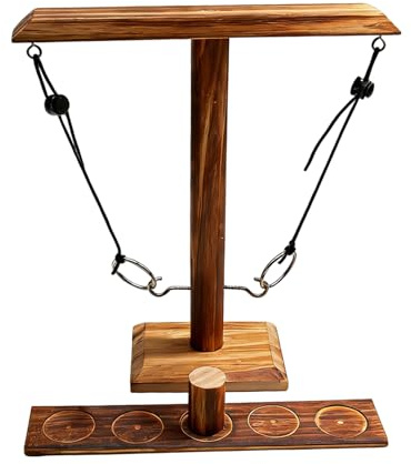 Ring Toss Hook Game 25 cm Wooden Skill Board for Indoor and Outdoor Play, Handheld Interactive Toss Game for Home Parties Social Gatherings and Family Game Nights