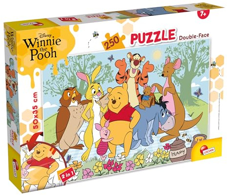 Lisciani - Disney Winnie the Pooh - Puzzle 250 Teile für Kinder ab 7 Jahren - Doppelseitiges 2-in-1 Disney Puzzle - Format 50 x 35 cm - Winnie Puuh und Freunde - Kreative Aktivität und Beobachtung