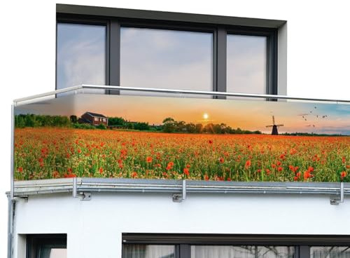 Maximex Balkon-Sichtschutz Mod. Mohnfeld, 5m,blickdichte Balkonverkleidung, UV- und witterungsbeständig, schnelltrocknend und reißfest, zuschneidbar, Kunststoff