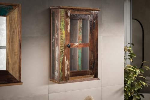 Main Möbel Badoberschrank 45x70cm 'Hawkins' recyceltes Altholz Mehrfarbig lackiert