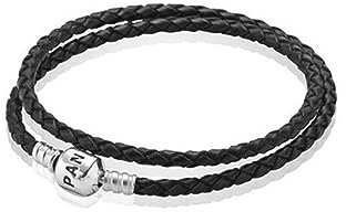 Pandora Lederarmband, zweifach gewickelt 590705CBK-D1 schwarz 17,5cm