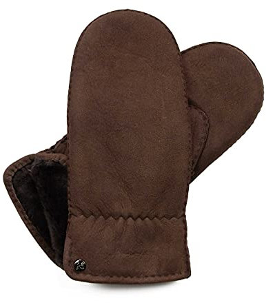 Hand Gewand by Weikert Lammfell-Fäustlinge aus australischem Merino Lammfell, extra weich, handgenäht, Herren, Lammfellhandschuhe, Fausthandschuhe, Lederhandschuhe Grösse 9,5
