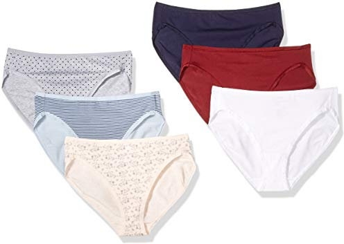 Amazon Essentials Women's Cotton High Leg Brief Underwear (Available in Plus Size), Breathable, Pack of 6, Warm/Cool Colors, 12