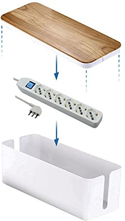 Electraline 300177 - Caja organizadora de cables con regleta, color blanco