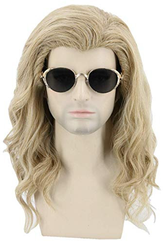 Topcosplay Cosplay Perücke für Herren Lang Gelockt Aschblond Perücke für Cosplay Halloween Kostüm