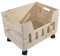 Large Wooden Storage Box | SINGLE OPEN BOX with WHEELS 39.5 x 29.5 x 28.5 cm | Cut-out Front and Handles | Unpainted Decorative Chest Crate | Multi-purpose Kitchen Food Vegetable Storage…
