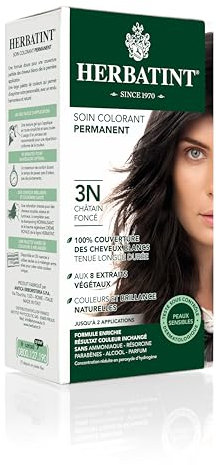 Herbatint Permanente Haarfarbe 3N Dunkelbraun – 150 ml, ohne Ammoniak, 100% Abdeckung von weißem Haar