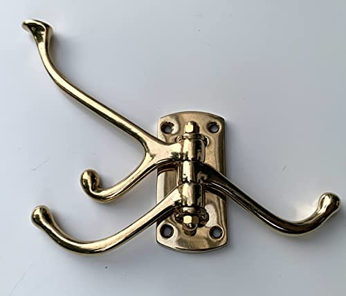 Gancio da parete in stile Liberty, in ottone dorato, mobile, 4 posizioni