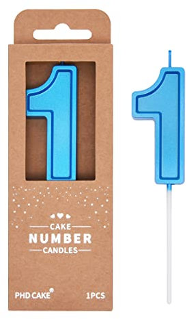 PHD CAKE 7,9 cm Luxe-blaue 1 Zahl Geburtstagskerzen, blaue Zahlenkerzen, Kuchenzahlenkerzen, Partyfeier
