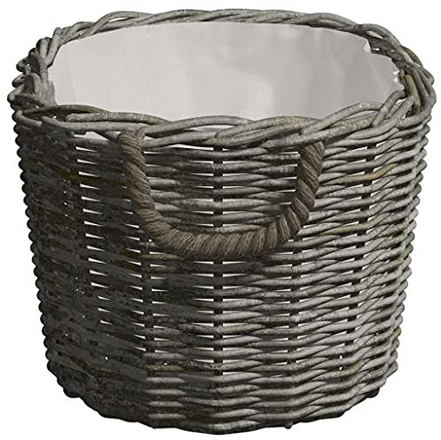 Gawany Holzkorb mit Trageriemen Brennholz-Rucksack Brennholzhalters Weide-Rucksack Kaminholzkorb Aufbewahrungskorb Brennholzkorb Wäschekorb Gemüseaufbewahrungskorb 60x40x28 cm Grau Weide