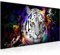 Runa Art Wandbild Tiere Bunt Tiger 1 Teilig 100 x 40 cm Modern Bild auf Vlies Leinwand Street Art Graffiti Loft Wohnzimmer Schwarz 040812b