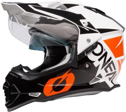 O'NEAL | Motorradhelm | Enduro Motorrad | Ventilationsöffnungen für maximalen Luftstrom, ABS-Schale | Sierra Helmet R V.23 | Erwachsene | Schwarz Orange | Größe XL