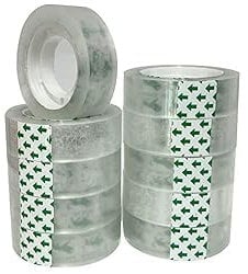 WELSTIK Lot de 10 rouleaux de ruban adhésif transparent pour le bureau, la maison, l'école et l'emballage cadeau, 1,5 cm x 25 m