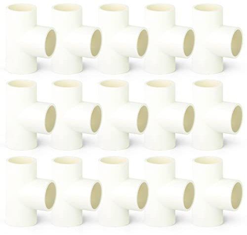 ERGAOBOY 15 pezzi 20 mm 3 vie a forma di T in PVC bianco raccordi per tubi, adattatore per tubi dell'acqua di accoppiamento