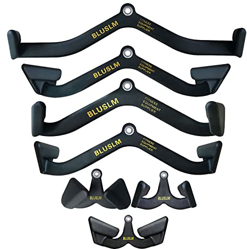 BLUSLM LAT Pull Down Bar & Attachment for Cable Machine, Back Tricep Strength Training Handle