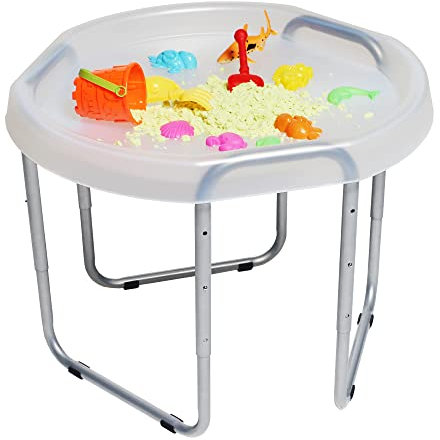KUB Original Hexacle® Tuff Tray & Stand (Clear) - Clear Tray for Enhanced Sensory Play and Kid’s Messy Play – Water and Sand – Garden Bubble Fun – 2 Way Play With or Without Stand