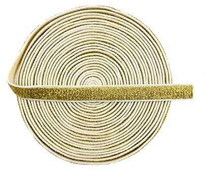 Bristlegrass Glänzende, faltbare elastische Bänder zum Nähen, 0,95 cm, 2 m, goldfarbene Feindrolle, dehnbares Band für Haargummis, Stirnbänder, Kleid, DIY, Nähbesatz (2 Jahre, 0,95 cm, Gold)