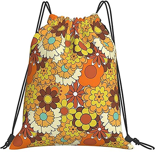 850 Sportbeutel Retro-Hippie-Blumen Turnbeutel wasserdichte Stofftasche Bag Bequeme Stoffbeutel Für Reisen Sport Freizeit 42X36cm