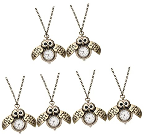 Mikikit 3 Sets Retro Eulenform Taschenuhr Bronzegehäuse Quarzwerk Accessoire 2 Stück * 3